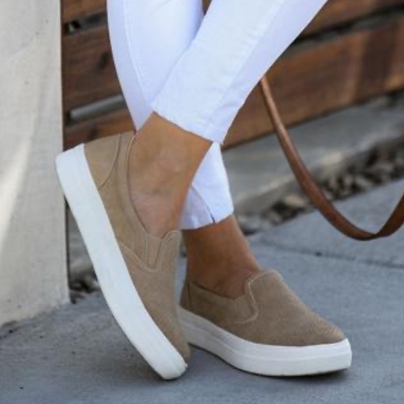 Tan Slip On Perforated Comfy Sneakers - Picture 2 of 8